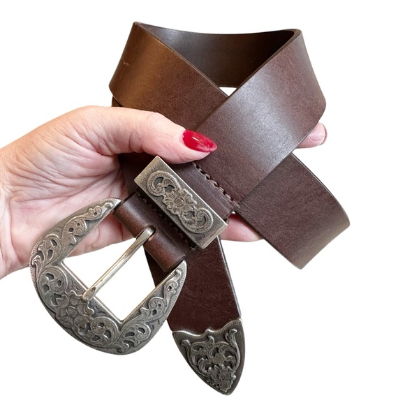 Silpada Designs Brown Western Italian Leather Belt Size M - Picture 1 of 8
